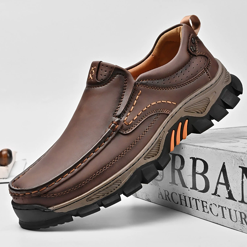 Men's Faux Leather Casual Shoes Slip-On Comfortable Anti-Slip Work Shoes