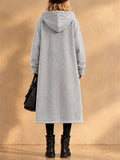 Women Long Hooded Cardigan Fleece Zip Up Oversized Coat