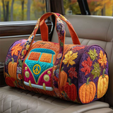 Autumn Pumpkin Floral & Bus Quilted Duffel Bag