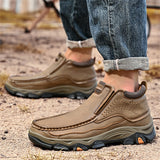 Men's Faux Leather Seam Slip-on Outdoor Casual High-Top Boots