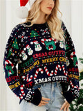 Women's Autumn Snowman Sequined Pullover Round Neck Christmas Sweaters
