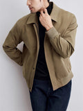 Korean Style Men's Long Sleeve Waist Length Solid Color Lapel Jacket