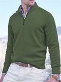 Men's Stand Collar Pullover Ribbed Hem Knitted Sweater