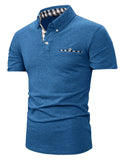 Men's Plaid Contrast Color Short Sleeve Polo Shirts