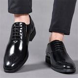 Men's Office Wear British Lace Up Glossy Dress Shoes