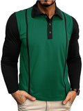 Male's Casual Autumn Contrast Color Long-sleeved Polo Shirts