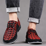 Men's Casual Trendy Faux Leather Flats Lace Up Shoes