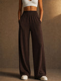 Womens High Waisted Pockets Wide Leg Lounge Pants