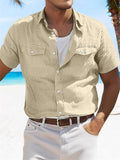 Men's Summer Solid Color Pockets Cargo Shirts