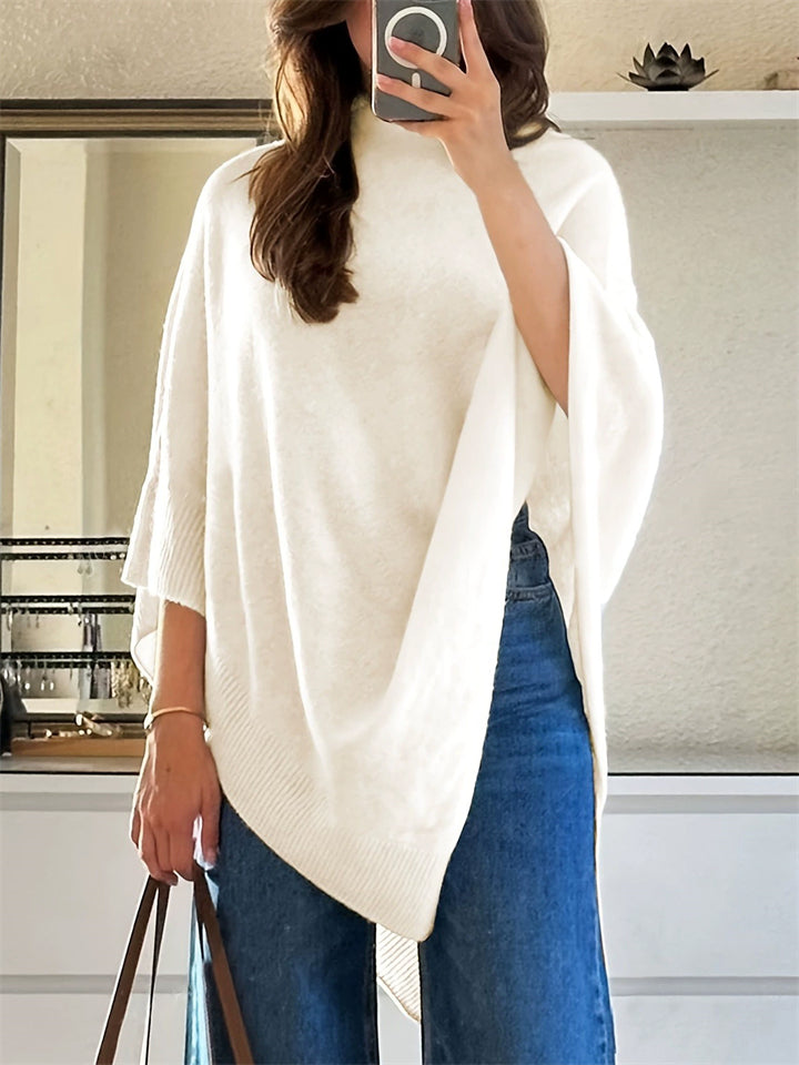 Women's Elegant Batwing Sleeve Soft Sweater Cape Shawl Top