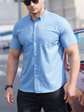 Men's Plus Size Short Sleeved Button Up Shirt