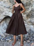 Beach Casual Pure Cotton Backless Strappy Dress for Women