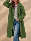 Women Wool Blend Long Lapel Single Breasted Winter Overcoat