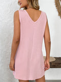 Women's Summer Solid Color Pockets Pullover Above Knee Length Dress