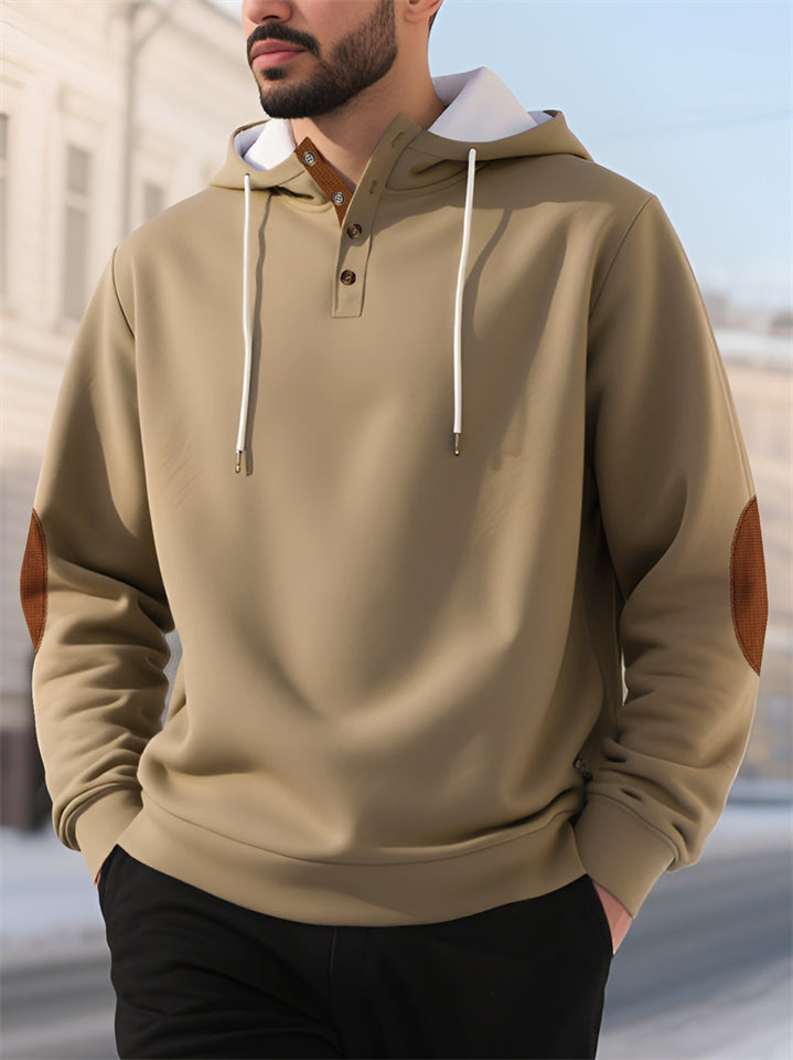 Men's Thickened Loose Solid Color Sports Pullover Long Sleeve Hoodie