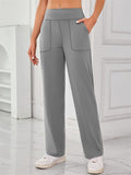 Women's Casual Solid Color Pockets High Waist Pants