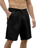 Classical Slim Fit Button Plain Shorts for Male