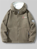 Men's Plus Size Autumn Solid Color Zipper Long Sleeve Cardigan Fleeced Hoodie