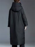 Korean Style Women's Hooded Knee Length Down Coat