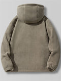 Men's Plus Size Autumn Solid Color Zipper Long Sleeve Cardigan Fleeced Hoodie