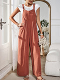 Female Summer Linen Cotton Strappy Wide Leg Jumpsuits