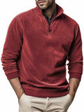 Men's Cozy Long Sleeve Stand Collar Pullover Sweatshirt