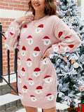 Women's  Santa Claus 3D Pattern Long Sleeve Sweater Mini Dress