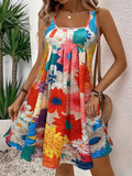 Women's Casual Holiday Style Printed Sleeveless A-Line Beach Tank Dress