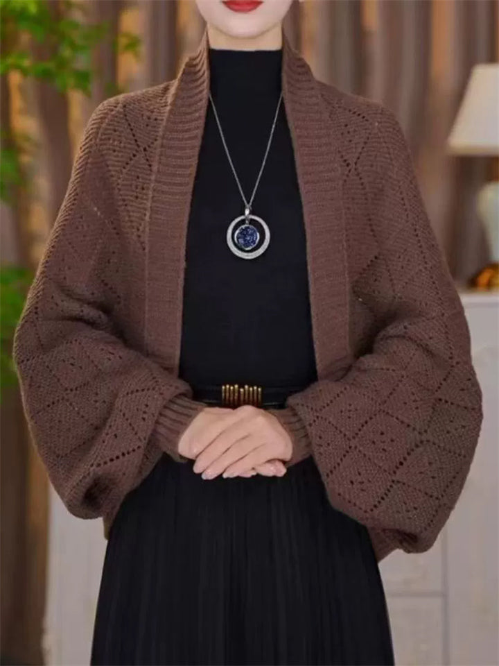 Candy Color Hollow Knitted Cardigan Wrap Top for Women