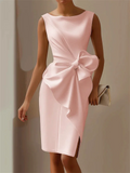 ‌Women's Elegant Trendy Bowknot Decorated Sleeveless Knee Length Dress‌
