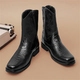 Faux Crocodile Skin Vintage Western Cowboy Boots for Men