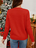 Women's Candy Cane Bow Sequined Pullover Long Sleeve Christmas Sweaters
