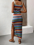 Women's Summer Boho Holiday Style Contrast Color Striped Tank Dress