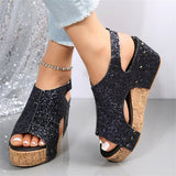 Female Modern Sequin Open Toe Wedge Heel Sandals