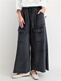 Women's High Waist Casual Pockets Cargo Wide Leg Pants
