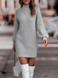 Fashion Cozy Long Sleeve Knitted Sweater Dresses for Women