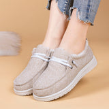 Plush Lined Low-top Canvas Loafers for Women