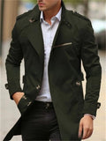 Men's Autumn Solid Color Cotton Lapel Single Breasted Coats