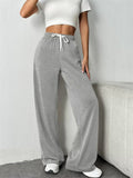 Women's Comfy Casual Solid Color Drawstring Wide Leg Pants
