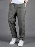 Simple Casual Slim Fit Casual Elastic Waist Cargo Trousers for Men