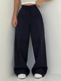 Women's Solid Color High Waist Casual Drape Wide Leg Pants