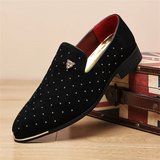Men's Vintage Faux Suede Leopard Head Badge Dress Shoes