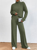 Women's Leisure Home High Collar Knitted Warm Pajamas ( 2 Pieces )