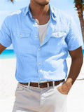 Men's Summer Solid Color Pockets Cargo Shirts