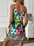 Women's Summer Sexy Holiday Style Print Strap Mini Dress