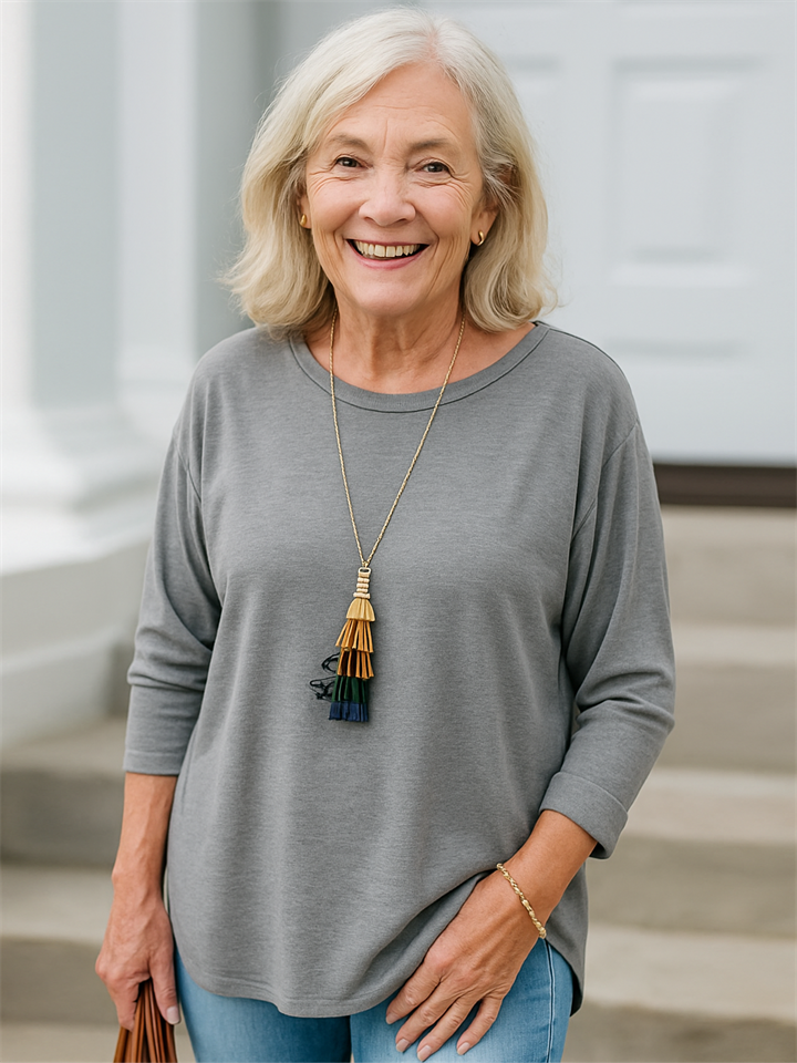 Fashion Casual Comfort 3/4 Sleeve Irregular Hem Shirts for Women