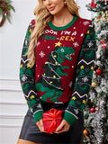 Women's Autumn Christmas Elements Jacquard Round Neck Pullover Sweaters