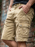 Mens Cotton Blend Multi Pocket Tactical Cargo Work Shorts