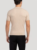 Mens Slim Fit Short Sleeve Ribbed Knit Polo Shirts