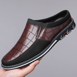 Men's Casual Plaid Faux Leather Flats Mule Slipper Shoes